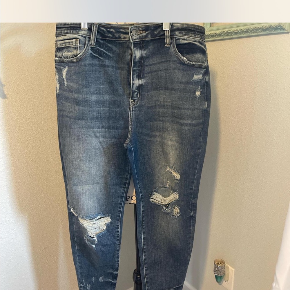 KanCan Medium Blue Ripped Boyfriend Jeans